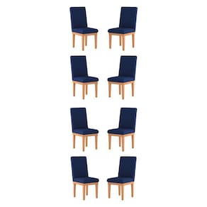Kit 8 Cadeiras Estofadas Para Sala De Jantar azul Marinho