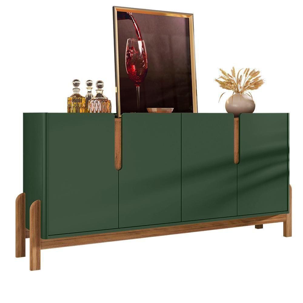 Buffet Aparador 4 Portas 170Cm 050518 Verde Oliva Cedro