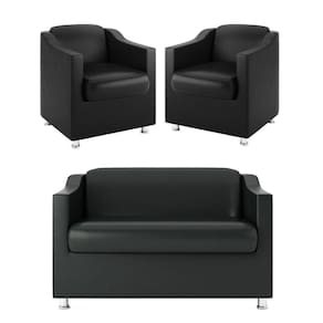 Kit Sofá Namoradeira Reforçada + 02 Poltronas Preto