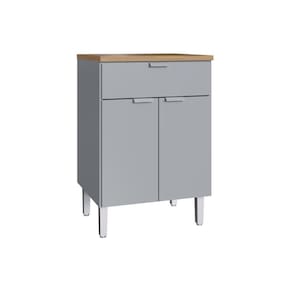 Balcão De Cozinha Em Mdf 2Pts 1GVTs 0,60M Naturalle Griseo