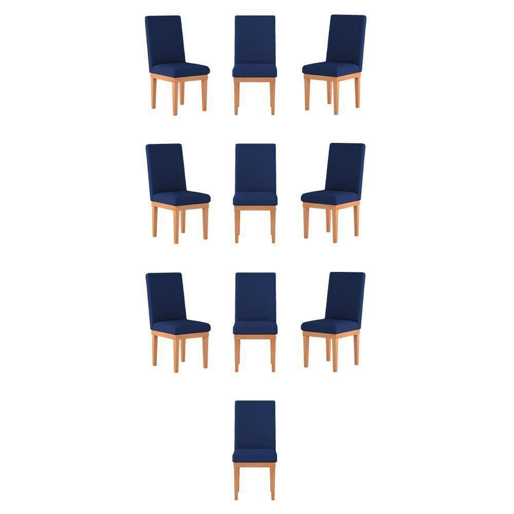 Kit 10 Cadeiras Estofadas Decorativa Para Mesa azul Marinho