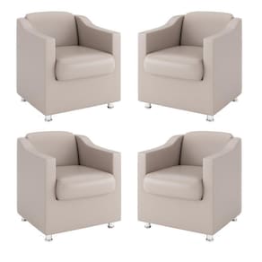 Kit 4 Poltronas Decorativas Sala Courino Bege