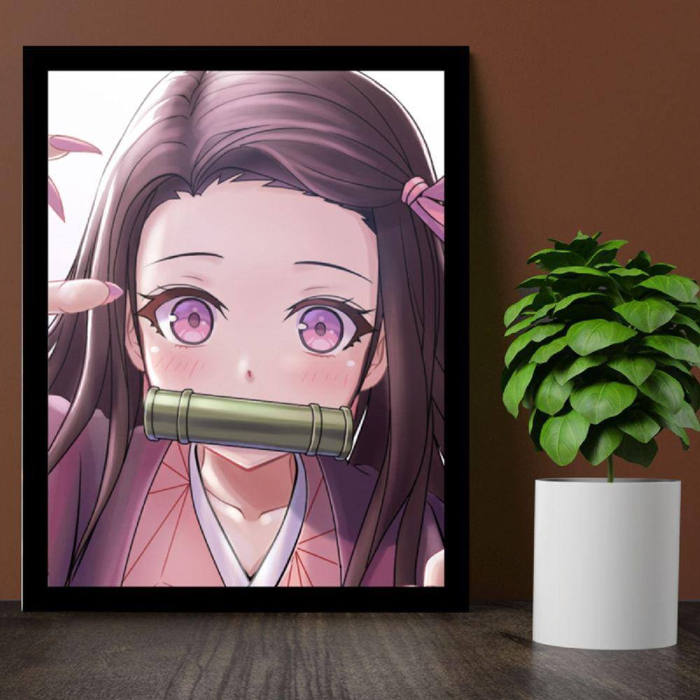 Quadro decorativo Emoldurado Tanjiro Desenho Demon Slayer Arte