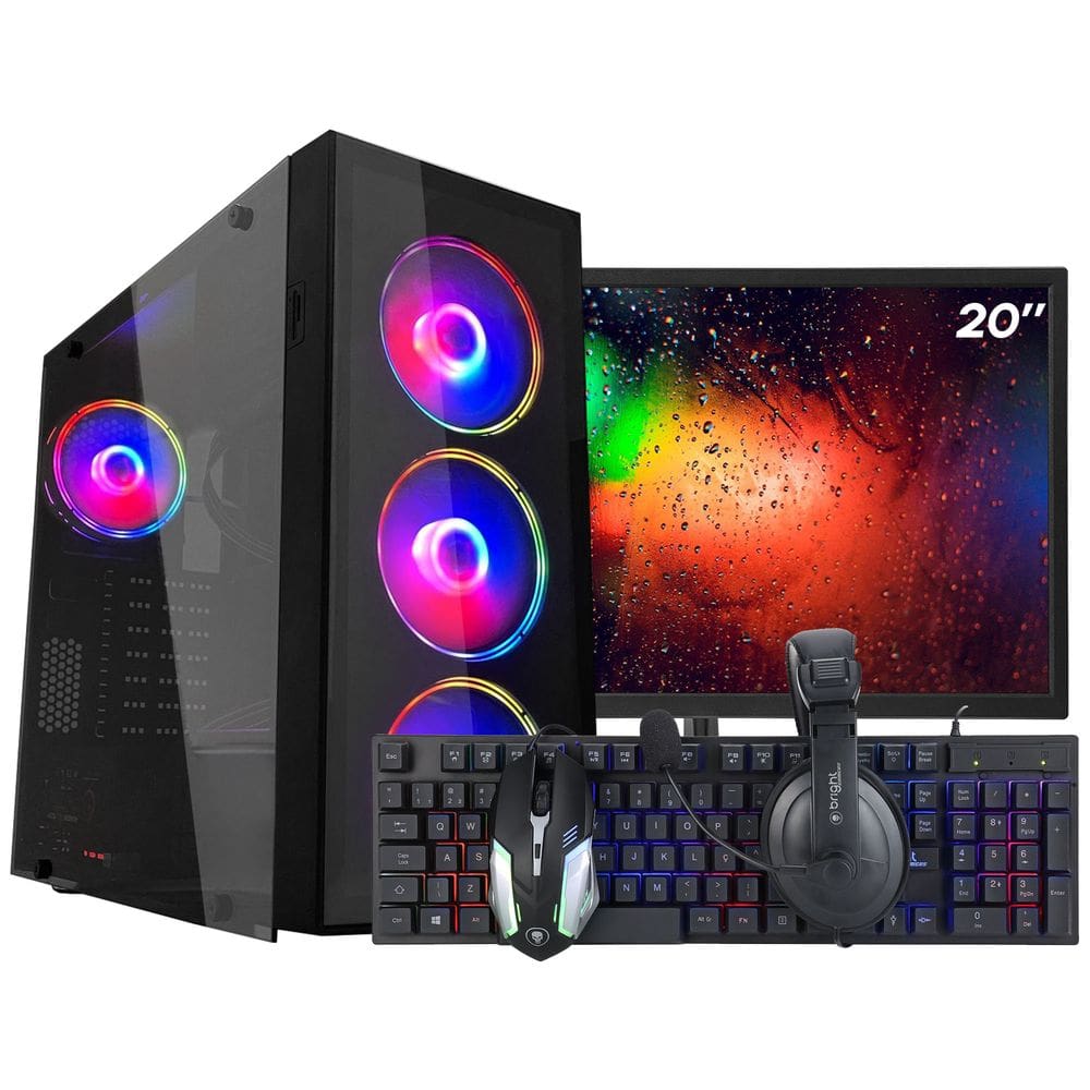 Pc Gamer Completo I3 Bluecase, Gt 1030 C/ Leds Frete Gratis