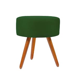 Puff Puf Banqueta Redondo Suede Pés Palito verde