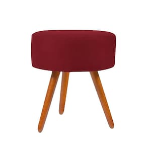 Puff Puf Banqueta Redondo Suede Pés Palito marsala