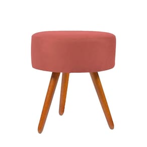 Puff Puf Banqueta Redondo Suede Pés Palito rosa