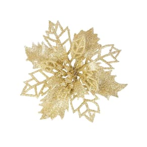 Kit Flor Natal Le 9,5cm com 3 Unidades Dourado