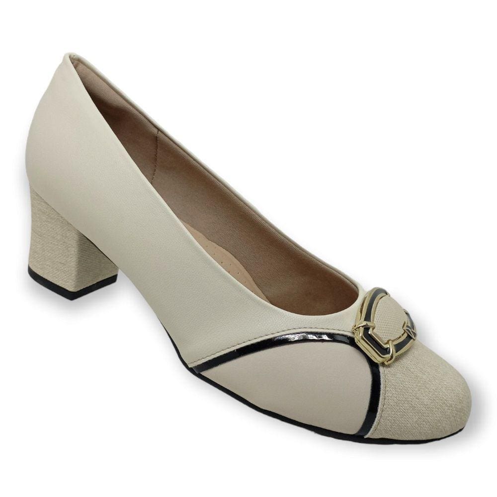Sapato Salto Grosso Joanete Piccadilly 110142-1 Feminino - Off White
