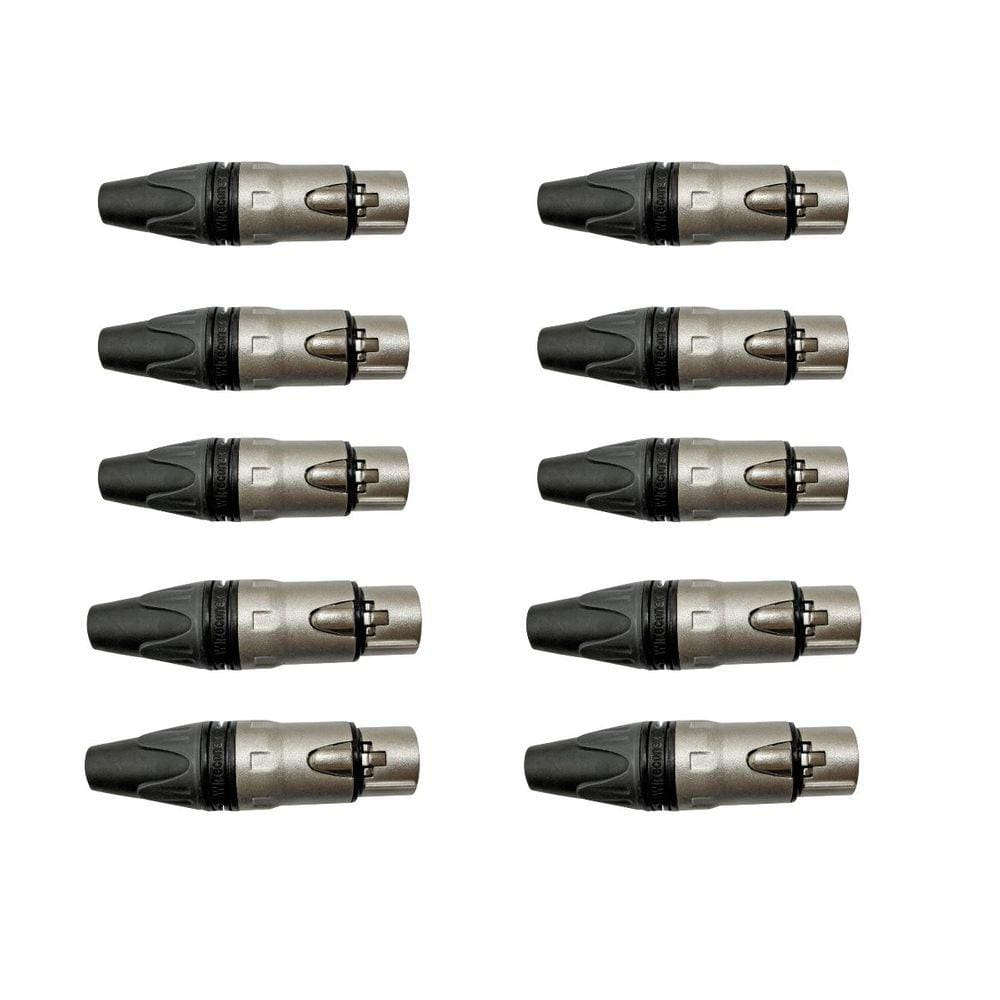 Kit 10 Conectores Linha Xlr Plug Fêmea 3 Polos Wireconex WC-1003