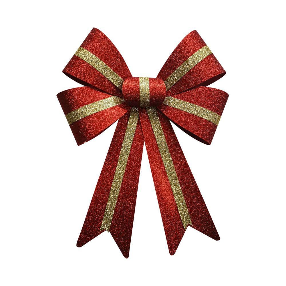 Laço de Natal Le Glitter Vermelho e Dourado 26x40cm