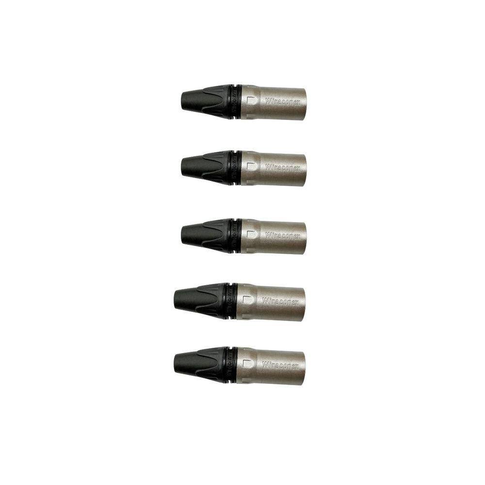 Kit 5 Conectores Linha Xlr Plug Macho 3 Polos Wireconex WC-1013