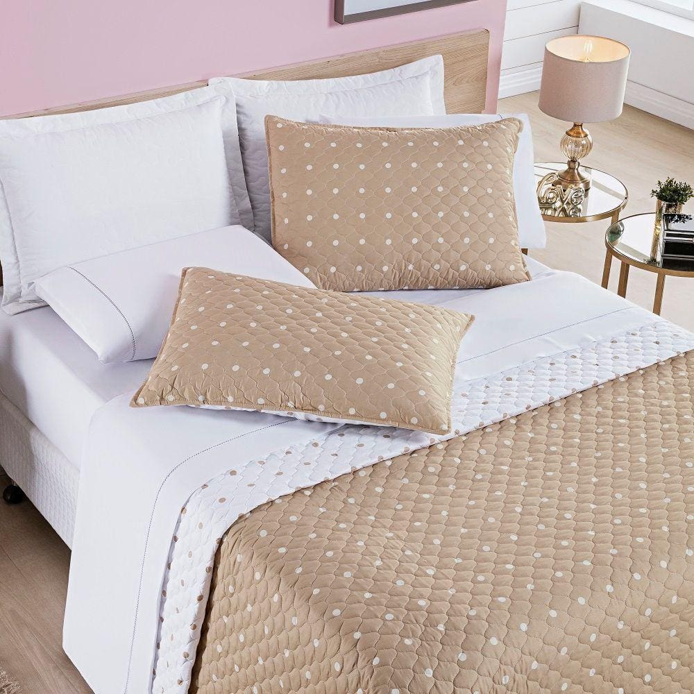 Cobre Leito Casal Balls Micropercal 200fios 3pç Cáqui