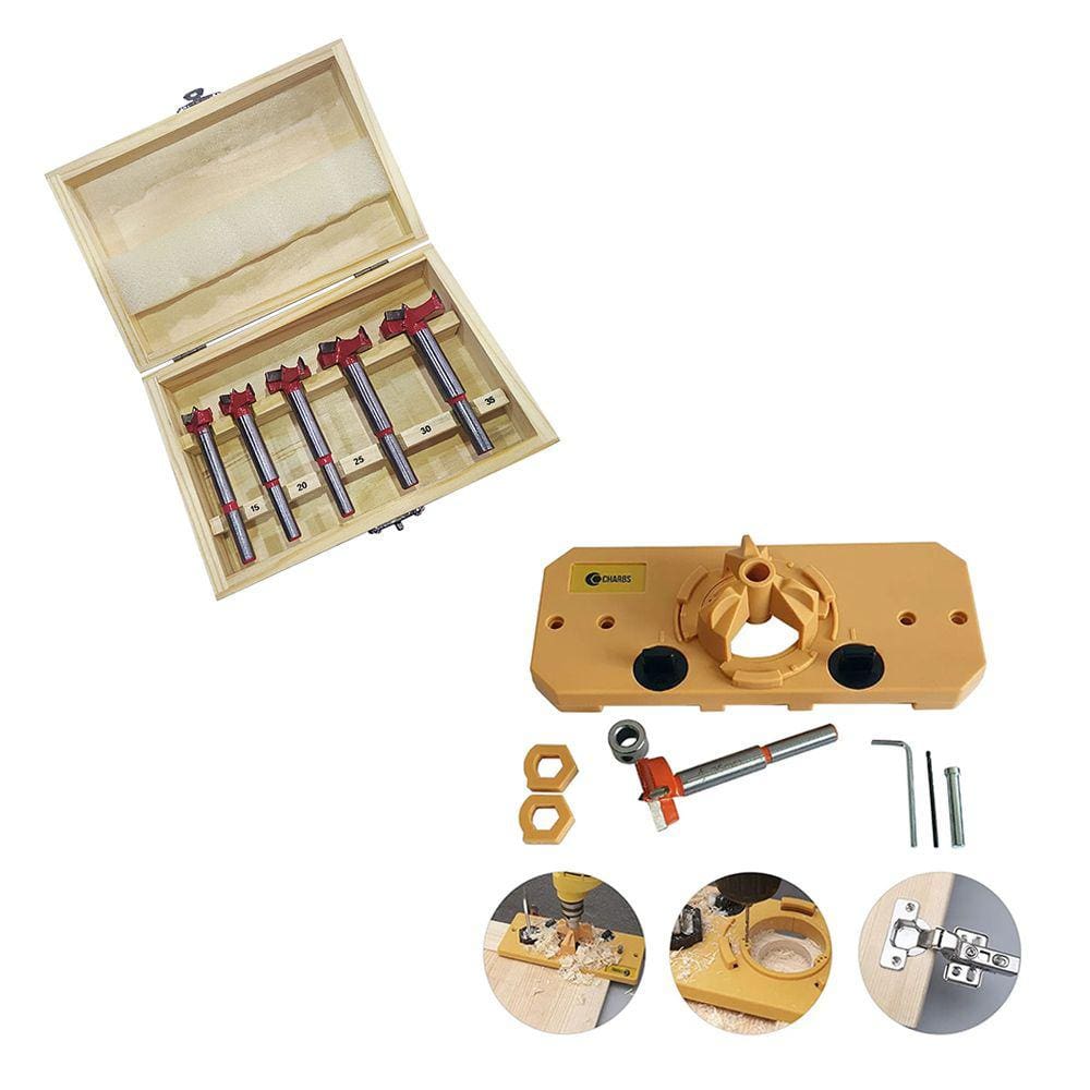 Kit Gabarito Khi-Hinge + 11 Serras Copo + 5 Brocas Forstner