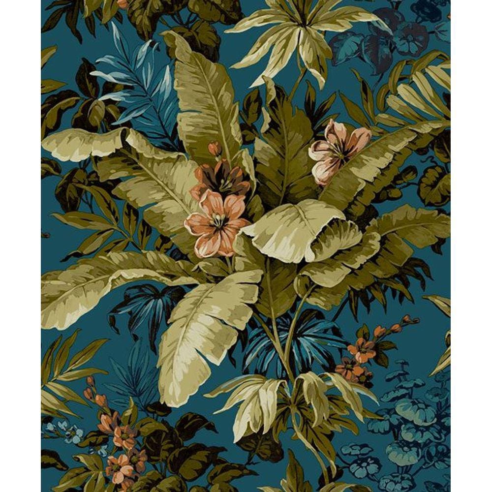 Papel de Parede Muse Folhagem Verde e Azul A55801