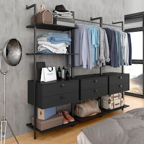 Closet Estilo Industrial Siena 6 Gav Preto Fosco - Móveis Arapongas