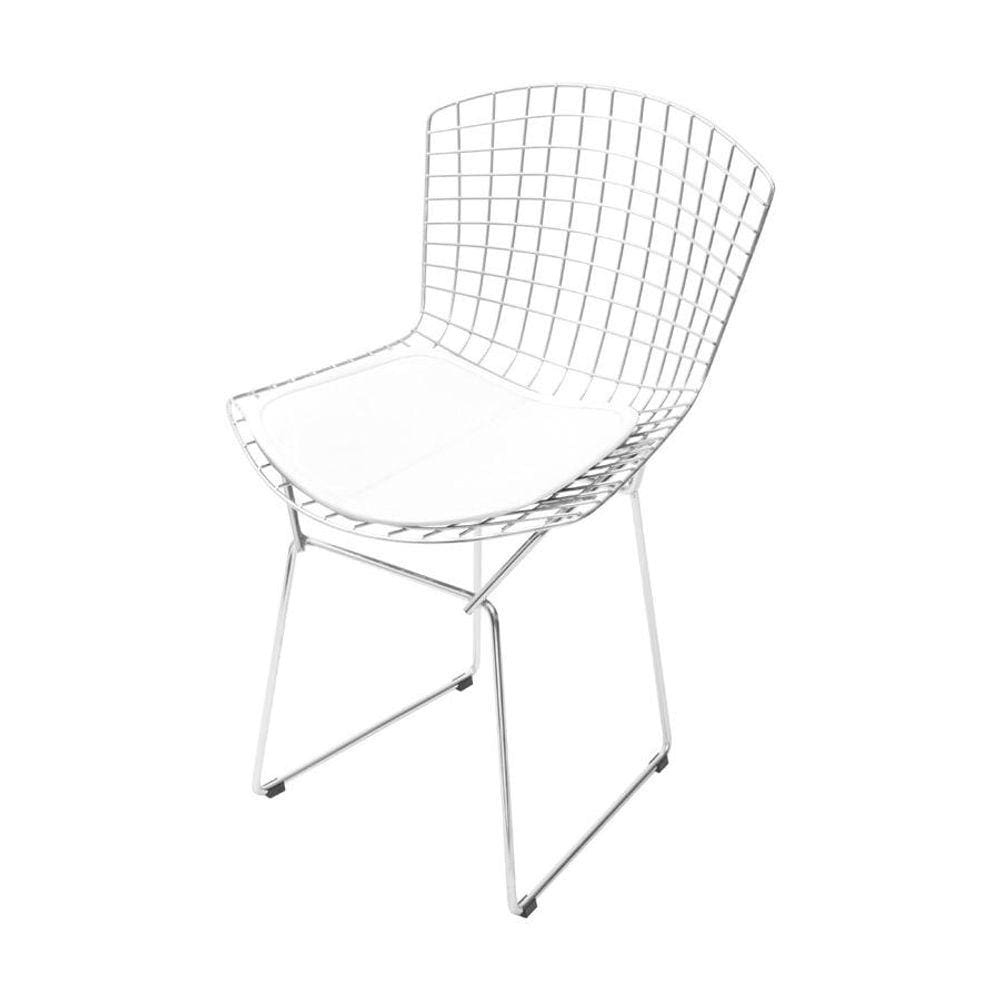 Cadeira Bertoia Cromada Com Almofada Branca
