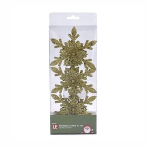 Kit Natal Le Neve com 3 Unidades 11cm Dourado
