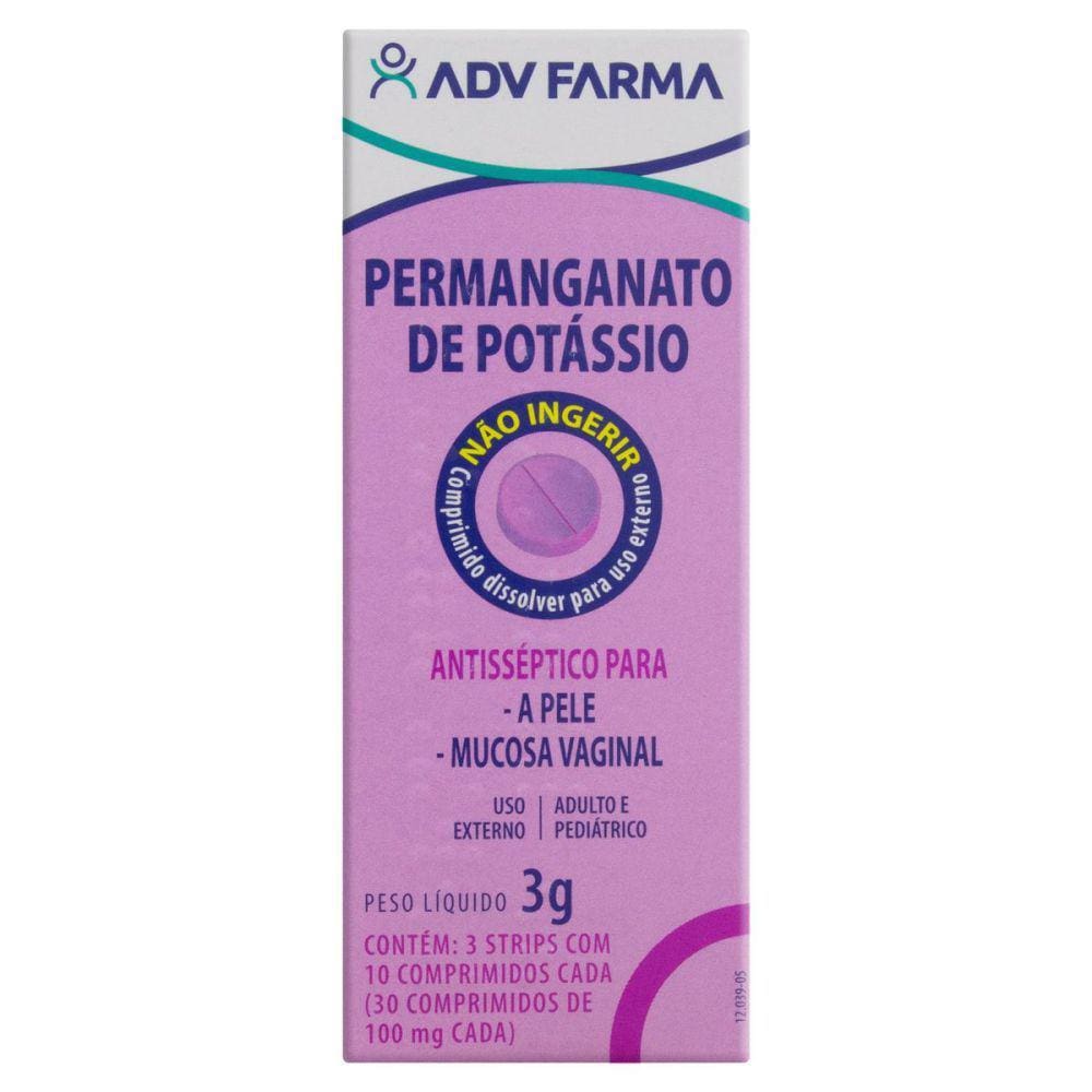 Permanganato de Potássio Adv Farma 100mg Caixa com 30 Comprimidos