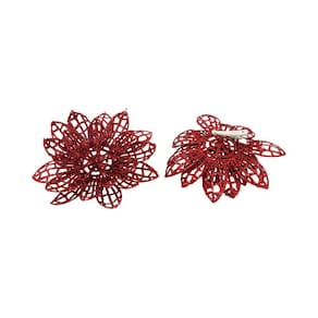 Kit Flor Natal Le com Clipe 8cm com 4 Unidades Vermelho