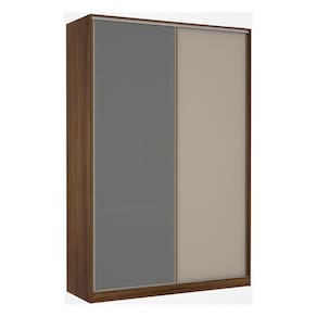 Guarda Roupa 2 Portas de Correr Alumínio Inox com Vidro Reflecta Prata 159 cm Prime Luciane Móveis