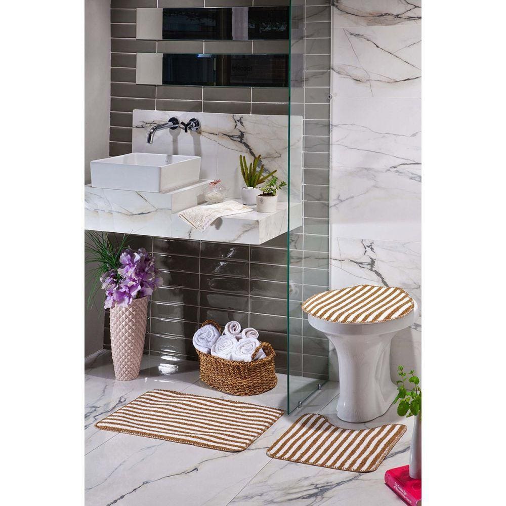 Kit Tapete 3 Peças Listras Caramelo Slim