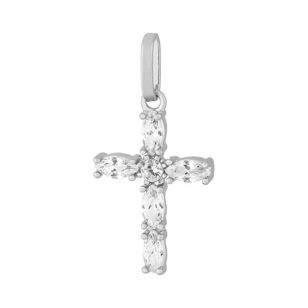 Pingente de Prata Cruz Shine com Zircônias Brancas 16.5x10