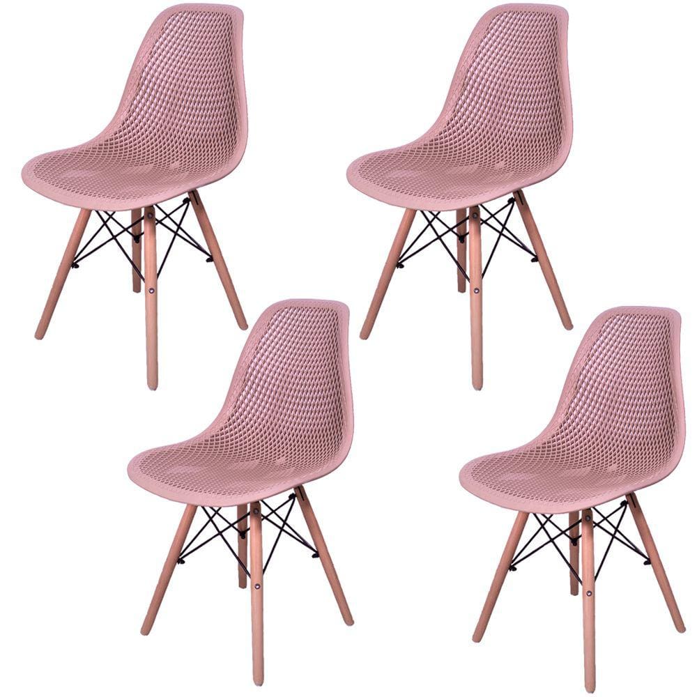 Kit 4 Cadeiras Design Charles Eames Eiffel Furadinha