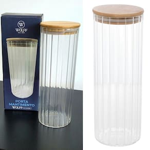 Pote Redondo Tampa Bambu Vidro Borossilicato 1,1 L Médio