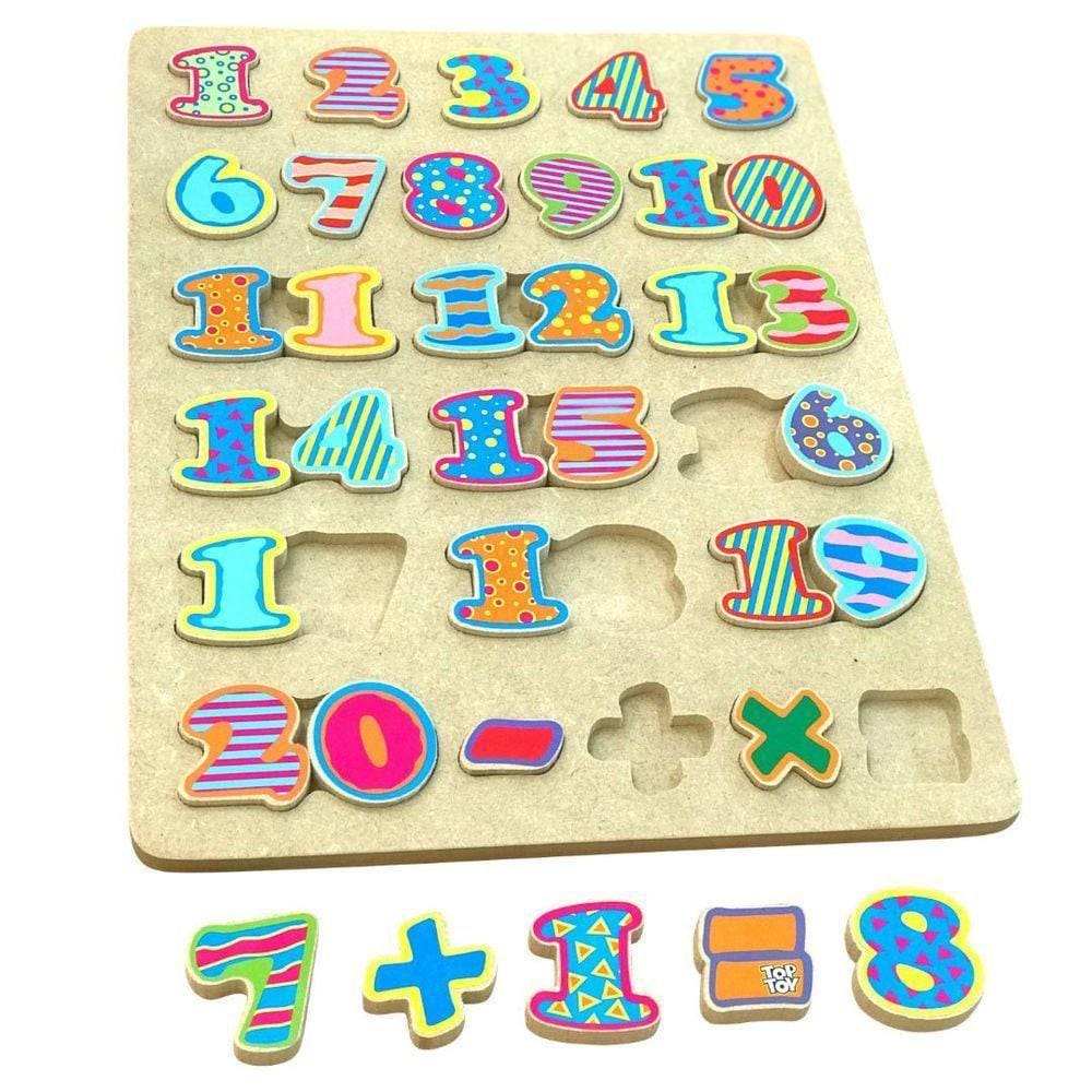 Tabuleiro Números Em Madeira - 18 - Toptoy Brasil