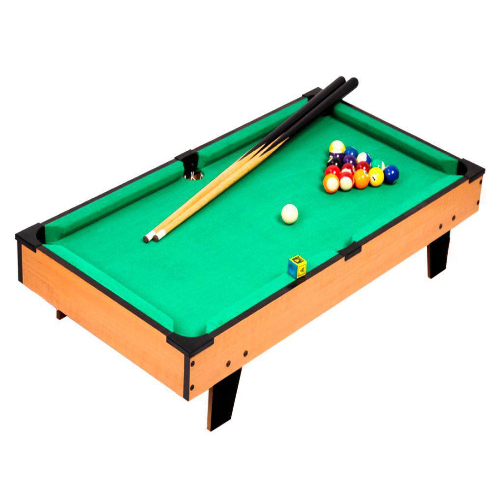 Mesinha de Jogo Sinuca 40CM Infantil Snooker Brilhar Com 02 Tacos