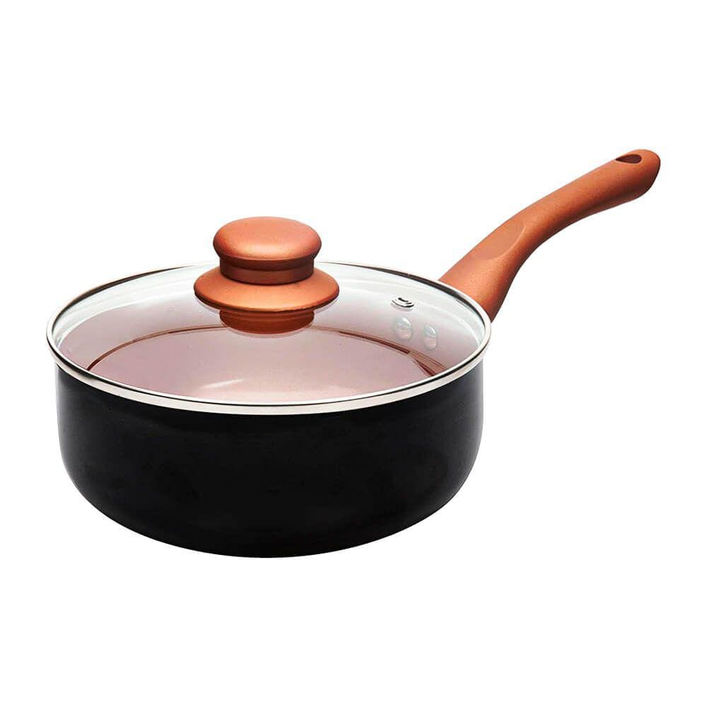 Panela Antiaderente Vegas Preto Revestimento Cerâmico 18cm - Casambiente