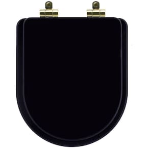 Assento Sanitário Preto p/Vaso Deca c/Ferragem Dourada