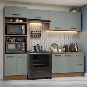 Armário de  Cozinha Completa 270cm Rustic/Cinza Agata Madesa 07