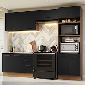 Armário de Cozinha Completa 270cm Rustic/Preto Agata Madesa 08