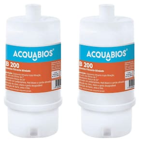 Kit 2 Refil Blindado Acqua AB 200BR/TR POU Rosca 1/2` Filtros tamanho 7` Acquabios Tripla Proteção