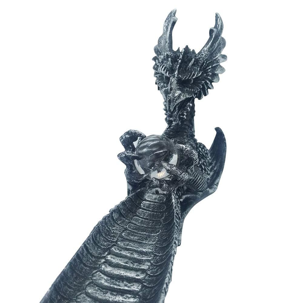 Incensário Vareta Dragão Mágico Bola de Cristal 33cm Prata