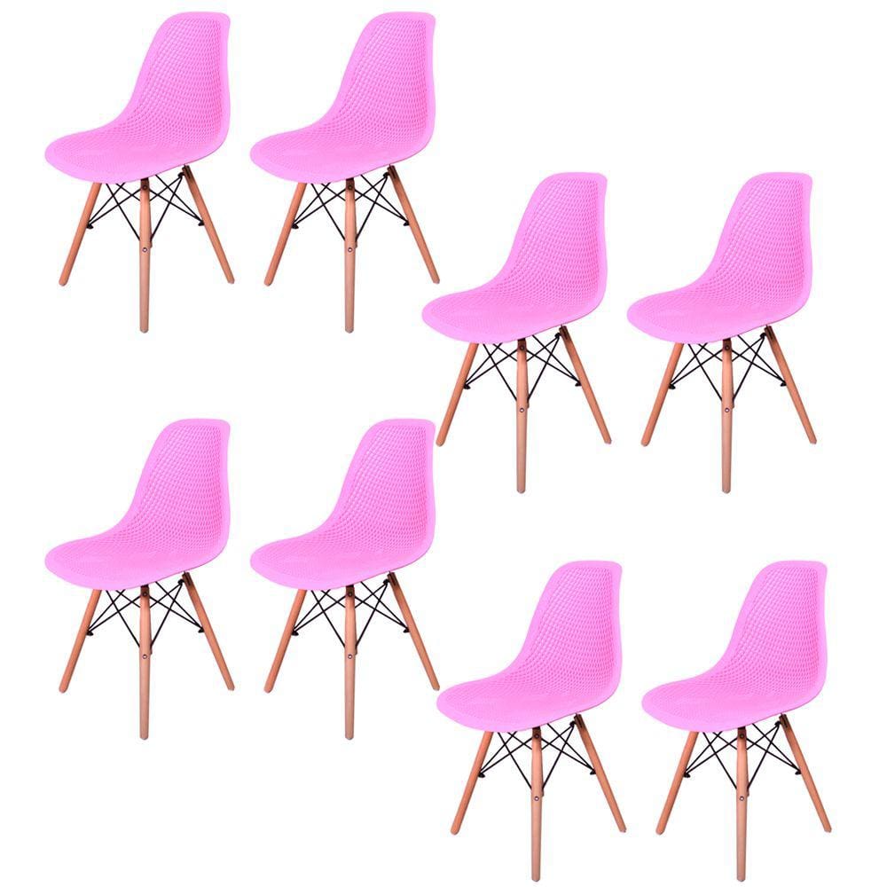 Kit 8 Cadeiras Charles Eames Eifell 130 Furadinha