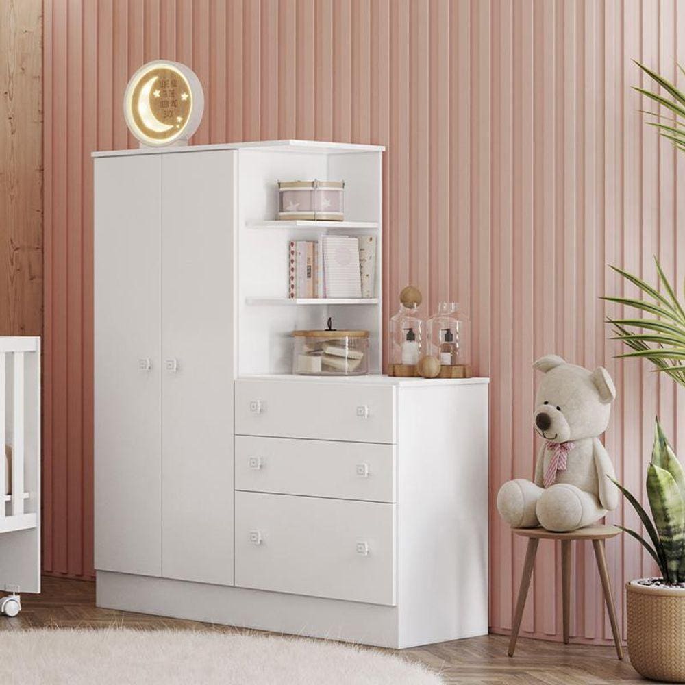 Guarda Roupa com Comoda Doce Sonho 4070 Branco