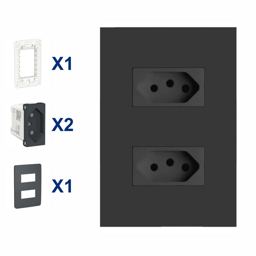 Conjunto De Tomada 2 Modulo 10A 4X2 Pt Orion Schneider