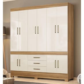 Guarda Roupa Roupeiro Casal 83530 10 Portas 03 Gavetas New Murano Amendola Off White Demóbile
