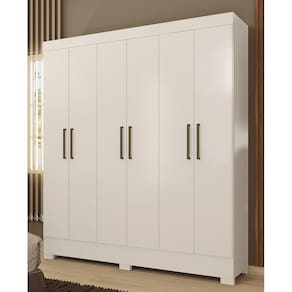 Guarda Roupa Roupeiro Solteiro 62320 06 Portas 02 Gavetas Verso Branco Demóbile