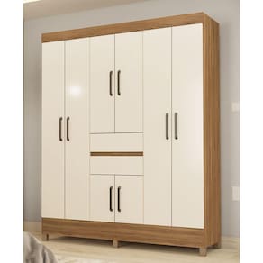 Guarda Roupa Roupeiro Solteiro 82060 08 Portas 02 Gavetas Munique Amendola Touch Off White Demóbile