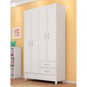 Guarda Roupa Roupeiro Solteiro 42860 04 Portas 02 Gavetas Astro Branco Rosa Flex Demóbile