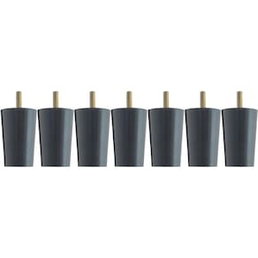 Kit 7 Pés Para Cama Box Casal Pezinhos 6cm Preto em Madeira