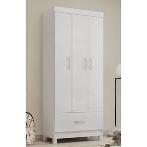 Guarda Roupa Roupeiro Solteiro 31060 03 Portas 01 Gaveta Prince Branco Demóbile