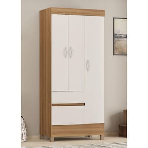 Guarda Roupa Roupeiro Solteiro 32860 03 Portas 02 Gavetas Windi Amendola Touch Off White Demóbile