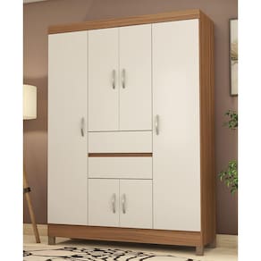 Guarda Roupa Roupeiro Solteiro 62020 06 Portas 02 Gavetas Ecom II Amendola Touch Off White Demóbile