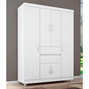 Guarda Roupa Roupeiro Solteiro 62020 06 Portas 02 Gavetas Ecom II Branco Rosa Flex Demóbile