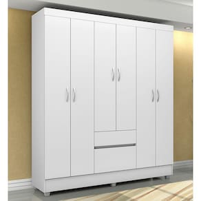 Guarda Roupa Roupeiro Solteiro 62920 06 Portas 02 Gavetas Flash II Branco Rosa Flex Demóbile